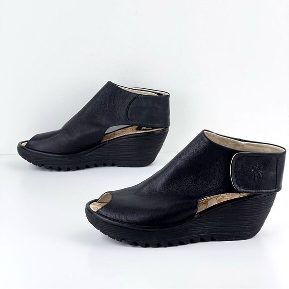 FLY London Peep Toe Wedges - Picture 5 of 12